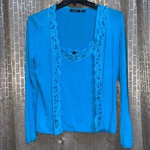 Vibrant blue tank and cardigan